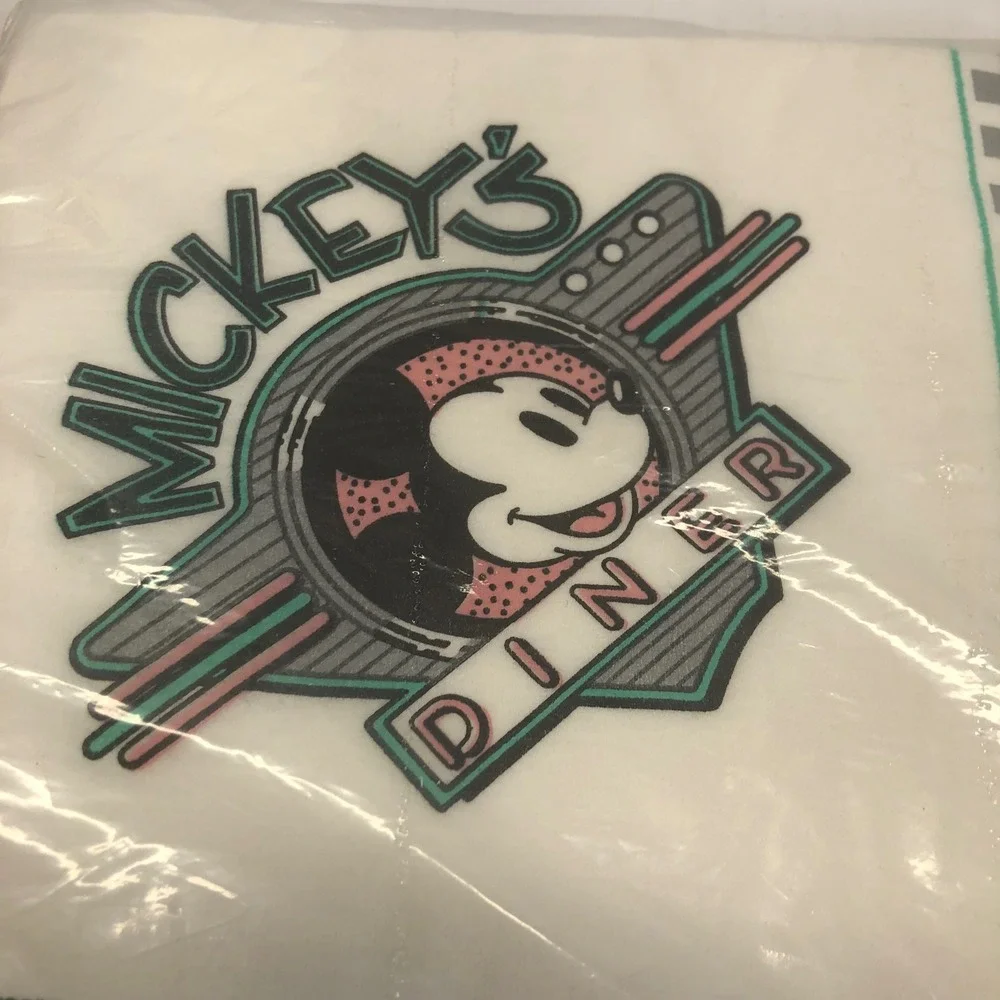 Vintage NEW Mickey's Diner Napkins‎ & Tablecloth Set Walt Disney Productions